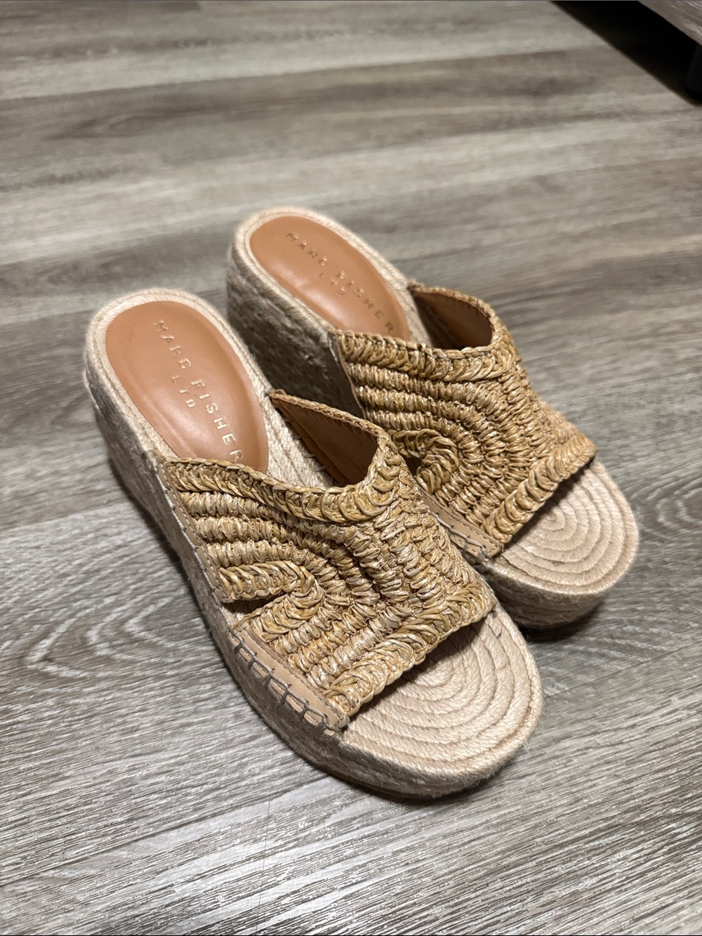 Marc Fisher Natural Woven Espadrille Platform Mule